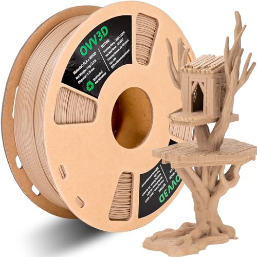 OVV3D Holz-PLA-Filament, 1,75 mm, 3D-Drucker-Filament aus weißer Eiche, mehr als 30 % echte Holzfaser, mattes und mattiertes 3D-Filament, 1,75 PLA-Filament, Holz, 3D-Druck-Filament, 1 kg