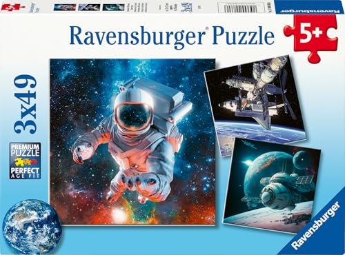 Ravensburger Kinderpuzzle - 12000860 Abenteuer Weltraum- 3x49 Teile Puzzle für Kinder ab 5 Jahren