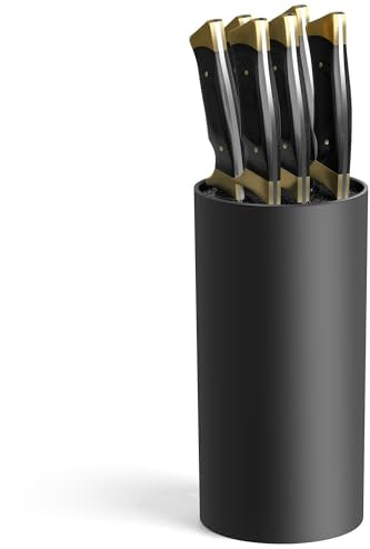 Messerblock Ohne Messer für Küche, Universal Schwarz mit Flexiblen Lamellen, Leer für 4-10 Messer Aller Art, 23 x 11 x 11 cm