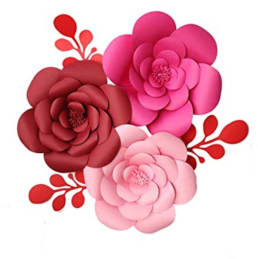 PRETYZOOM 3D-papierblumen Wanddekoration 1 Stück, Rot aus Papier