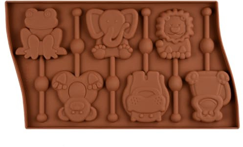 Zerodeko Moule En Silicone Animaux 6 Cavités Pour Sucettes Bonbons Chocolat Et Gâteaux Compatible Four Micro-Ondes Réfrigérateur Et Lave-Vaisselle 27.50 X 16.50 X 1.00 Cm