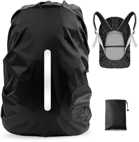 LAMA 1 Pack Waterproof Rain Cover for Backpack, Reflective Rainproof Protector for Anti-dust and Anti-Theft M 26L-40L Black