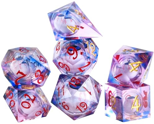 Evil Eye D20 Dadi con Occhi in Movimento - Set DND con Angoli Acuti per Dungeons and Dragons - Dadi Poliedrici da Gioco di Ruolo - Halloween Rossi