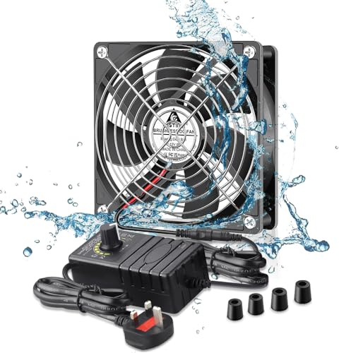 GDSTIME 120mm 12V Computer Fan, 120x25mm IP67 Waterproof Fan