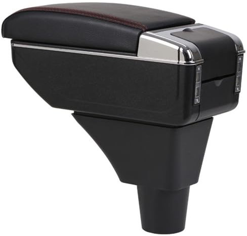 KUWAYO Apto for Seat Ibiza 6L caja de reposabrazos caja de almacenamiento de contenido de tienda Central con portavasos Cenicero productos(C style gray)