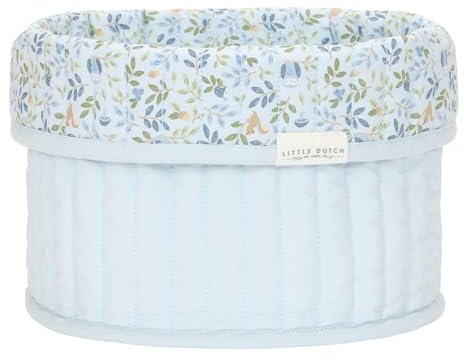 Little Dutch Wickeltischkörbchen Körbchen Korb Utensilo Organizer für den Wickeltisch Baby wendbar Rund klein Forest Adventure blau - Forest Friends
