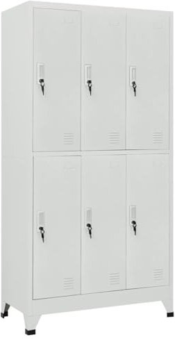 Iiaky Schließfachschrank mit 6 Fächern Stahl SchließFachschrank Spind Organizer Garagenschrank Spind Schrank 90x45x180 cm Grau