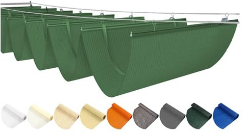 Custom Retractable Wave Sun Shade Sail for Pergola Outdoor Porch Yard Patio Shade Cover with Slide Wire Wave Awning Replacement Canopy Kits for Sun Sail