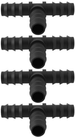 Briny River 4pcs Tee Hose Joiner Pipe Hose 16mm Drip Irrigation Pipe Fitting Black