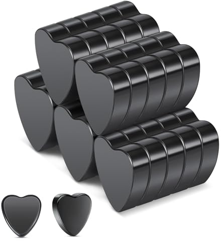 Wukong 20×5mm | 25 Stück Herz Magnete Stark für Magnettafel, Ferrit Pinnwand Magnete Schwarz für Tafel, Büros und Schulen