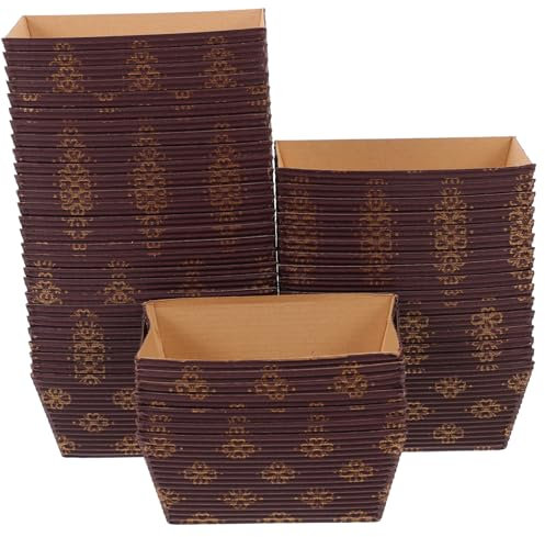 EXHUMKY 50stücke Papier-loaf-formen Rechteckige Papier-backformen Mit Deckel Für Brot Backen