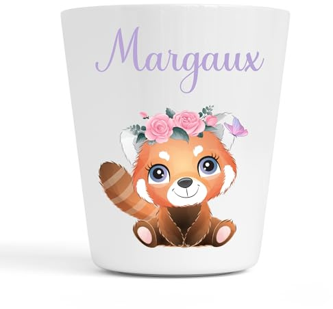 Générique Gobelet en Plastique pour Enfants | Gobelet Personnalisé avec Nom |Verre Plastique Incassable Personnalisé (Panda roux Margaux)