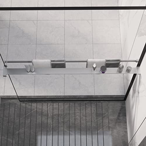 LLEZKBR Hogar y jardín, accesorios de baño, estante de ducha para pared de ducha a ras de suelo, cromado, 115 cm, aluminio