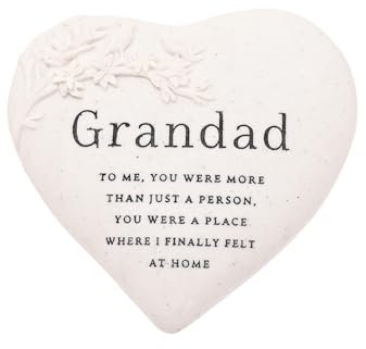 Thoughts of You Graveside Branch Heart – Grandad | Memorial Plaque with Sentimental Verse & Branch Detail | Heart-Shaped Resin Ornament for Grave or Home Tribute