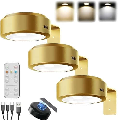 Generico Luce per Quadri Senza Fili con Telecomando, Faretti LED Ricaricabili USB per Quadri Lampada Applique Quadro Luci da Parete Interno a Batteria Luce Muro per Esposizione Pittura Vetrina