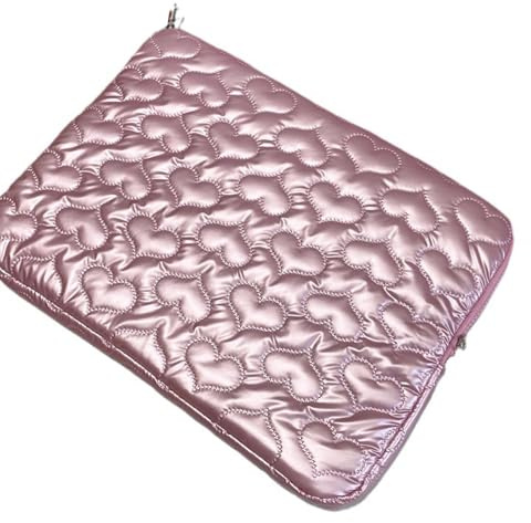 budiniao Love Bow förvaringsväska Hållbar Precise Fit Fluffy Construction 11-14 tum Pearl Tablet förvaringsväska 10 tums förvaringsväska, rosa, 11 tum