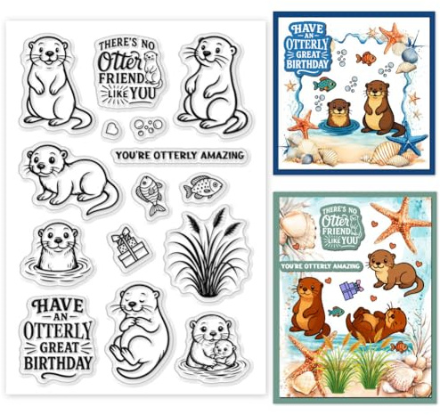GOMAKERER 1 Blatt Otter Silikonstempel, Pflanzen Transparente Gummistempel Wiederverwendbare Silikon Stempelsiegel Für Die Kartenherstellung Scrapbooking Prägung Album Dekor
