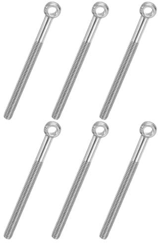 PATIKIL 6 Pcs M6x70mm Tornillos De Ojo Giratorio Con Hombro, Acero Inoxidable 304 Rosca Métrica Media Diente Ojo De Pez Agujero Deslizante Pernos De Arrastre Para Metal Tornillos Plateado