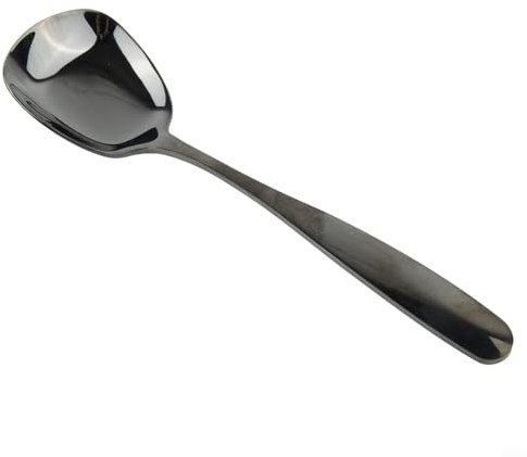 Cucchiai grandi in acciaio inox con testa quadrata, ideali per pranzare e servire in qualsiasi cucina (nero)