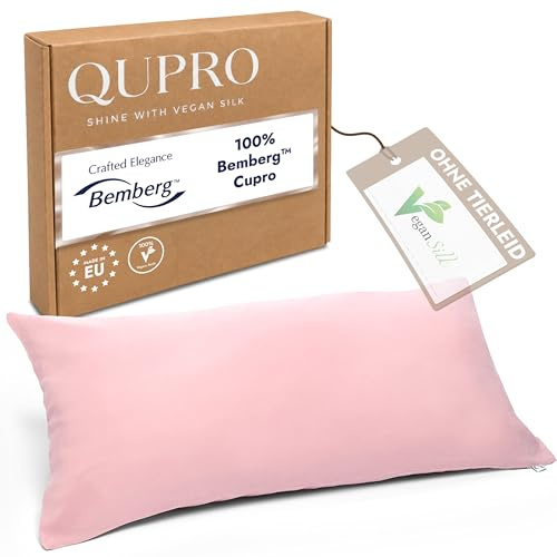 QUPRO® Veganer Seidenkissenbezug 40x80 aus 100% Bemberg™ Cupro I Kopfkissenbezug Seide VEGAN - Antistatisch, feuchtigkeitsausgleichend & reibungsarm für Haut & Haare I Silk Pillowcase