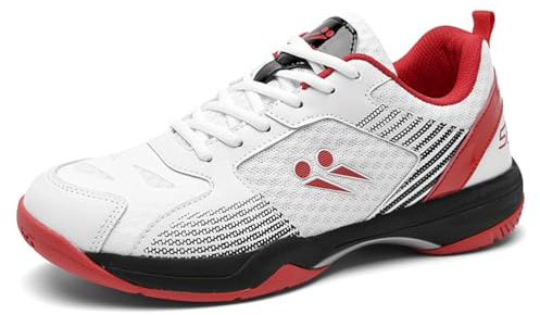 JiuQing Scarpe da Pickleball per Uomo E Donna Scarpe da Allenamento per Badminton Pallavolo Campi al Coperto Antiscivolo E Leggere,Rosso,37 EU