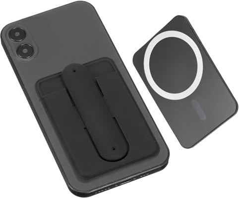 sourcing map Magnetic Phone Card Holder, Strongest Silicone Magnetic Wallet Cards Holder Mount with Card Slot and Magnet Ring for Cellphones, Black