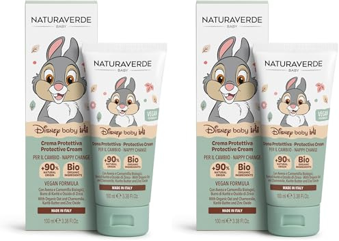 NATURAVERDE - Disney Baby Bambi, Crema Cambio Pannolino Protettiva, Emolliente, Contro Irritazioni e Arrossamenti, 100ml (Confezione da 2)