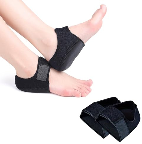 Plantar Fasciitis Gel Heel Protectors, 1 Pair Heel Cushion Pads, Heel Cups | heel support pads for Women 4.5-9/Men 5-8,Black S cushion for cracked heels, Adjustable breathable walking, standing