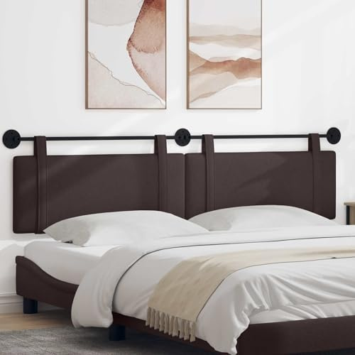 SooIarix Hängevorderseite Wandmontiert Dunkelbraun Stoff Kopfteil 210 x 55 x 5 cm gepolstert mit abnehmbaren Schlaufen für Schlafzimmer, platzsparend, vielseitig kompatibel, modernes Design