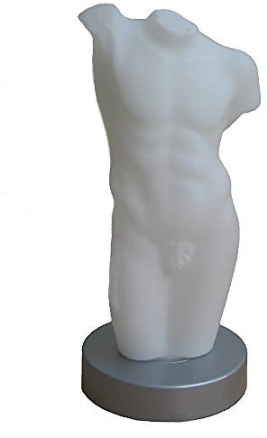 Dapo Hochwertige mundgeblasene Vollglas Tisch-Leuchte-Lampe Torso Hero H: 36 cm, Fuß D: 16 cm, Fenster-Kommode-Nachttisch-Schrank-Stimmungs-Dekorations-Leuchte-Lampe