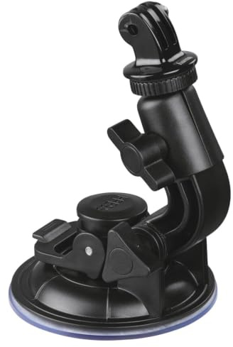 Hama Leichtes Saugstativ mit 3D-Kugelkopf für GoPro-Actioncams, Schwarz, 00004356, 9-15 cm