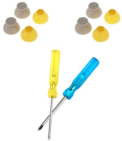 Gazechimp 4Pairs Joystick Capuchons Souple + 2 Pieces Tournevis (Jaune + Bleu ) Pour Nintendo GameCube Controller