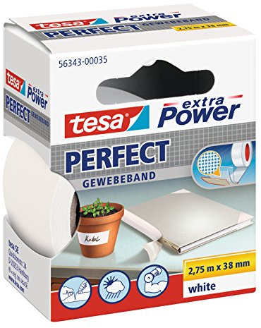 tesa extra Power® Spar-Set: 10x 56343-35-03 Perfect Gewebeband weiß 2,75m:38mm