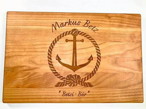 Planche à Découper en Bois Gravée et Personnalisée avec Ancre | Cadeau pour Papa | personnalisé |pour Un ami | pour Mari | Idéale pour Les Mariages | Planche Bois par Algis Crafts