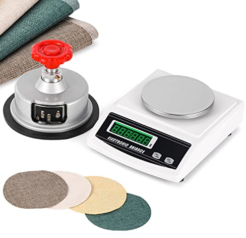 NEWTRY 600g/0,01g GSM elektronische Waage digitale Laborwaage mit einer einstellbaren Scheibe Probenehmer Tuchschneider 100cm2 von 0-2mm, für Textil, Gewebe, Papier