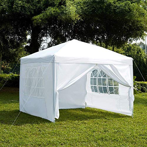Garden Vida Pop-Up-Pavillon mit Seitenwänden, 2,5 x 2,5 m, mit Reißverschluss, Partyzelt für den Außenbereich, wasserfest, mit Windleisten, Gewichtstaschen und Tragetasche, Weiß