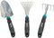 Gardena 8964-60 Set di Piccoli Attrezzi Comfort, Set Ideale per Aiuole e Balconi Composto da Cazzuola per Fiori, Piccola Scopa e Rastrello per Fiori, Metallico, Turchese, Nero