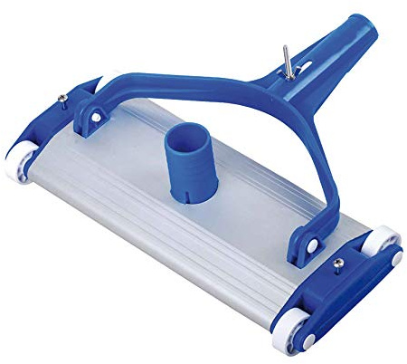 Limpiafondos de aluminio para piscina - Fijación palomilla - Cepillos de nylon - 4 ruedas - 45 cm Dpool