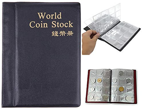 BE-TOOL Raccoglitore di monete, 120 tasche portamonete per collezionare monete, album per collezionare libri, colore nero