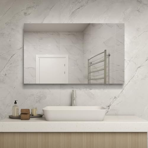 Smart Bathroom Mirror Electric Infrared Heating Panel Mirror Frameless Wall Mount Radiator IP54 Waterproof/Dustproof/Anti-Fog - 580W