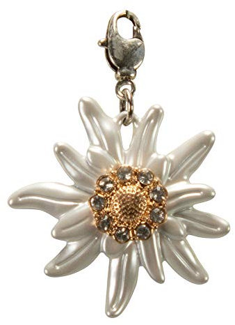 Alpenflüstern Trachten-Anhänger Strass-Edelweiß groß für Charivari oder Trachtenkette (bicolor) AAH178