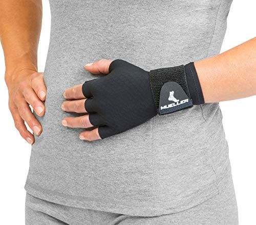 MUELLER Sports Medicine Reversible Compression Glove for Men and Women, Hand & Wrist Pain Relief Support, Ideal for Carpal Tunnel, Arthritis, Fits Right or Left, Black, Small/Medium