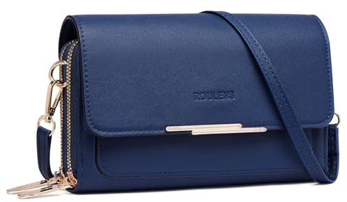 Roulens Klein Handy Umhängetasche,Damen Kleine Umhängetasche, Veganes Leder Crossbody Schultertasche Reisepass Handytasche mit Kartenschlitz Verstellbar Abnehmbar Schultergurt