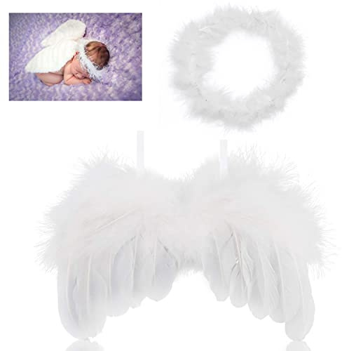 Hifot neugeborenen fotografie requisiten, Feder baby Engel Flügel mit Stirnband Outfits, Baby fotografie zubehör