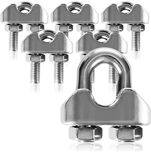com-four® 6X Serre-câble M5, Serre-câble à Manille en Acier Inoxydable 304, Serre-câble à Manille pour Attacher et Fixer des Cordes, câble métallique et Fils (06 pièces - Serre-câble M5-5mm)