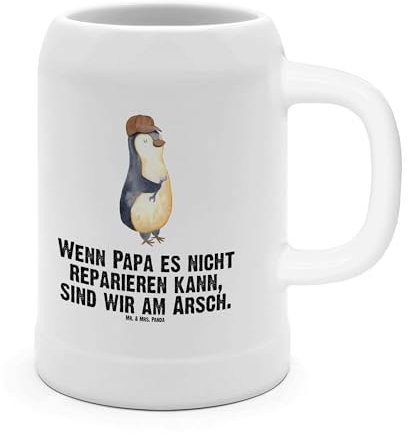 Mr. & Mrs. Panda Bierkrug Wenn Papa es nicht reparieren kann, sind wir am Arsch - Geschenk, Danke Papa, 5 l, Geschenk Papa, Dad bester Vater,