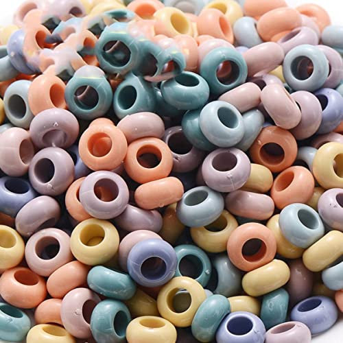 Bunte Pony Perlen Mode Großes Loch Perlen Kinder DIY Armband Halskette Basteln Mädchen Haar Perlen-5 10mm 50St
