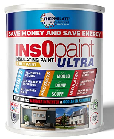 Thermilate InsOpaint Ultra Insulating Paint 5L Ivory Made in UK - Multi-Surface Anti-Damp & Anti-Mould Energy-Saving Emulsion for Walls & Ceilings – Keeps Rooms Warmer in Winter & Cooler in Summer