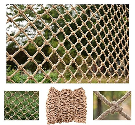 HAPPLiGNLY Utomhusbygg-isoleringsnät för barn, stickstege, gungräcke, dekorationsnät, trädgårdsväxt-staketnät, barnsäkerhetsnät hamparep, lastnät (storlek: 1 x 10 m (3 x 33 fot)