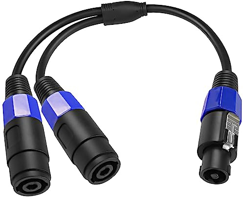 XMSJSIY Speakon Stecker zu 2 Buchse Splitter Kabel Lautsprecher Break Out Twist Lock Audio Kabel NL4FC 4 Core Lautsprecher Verbinder (1 Stecker auf 2 Buchse)